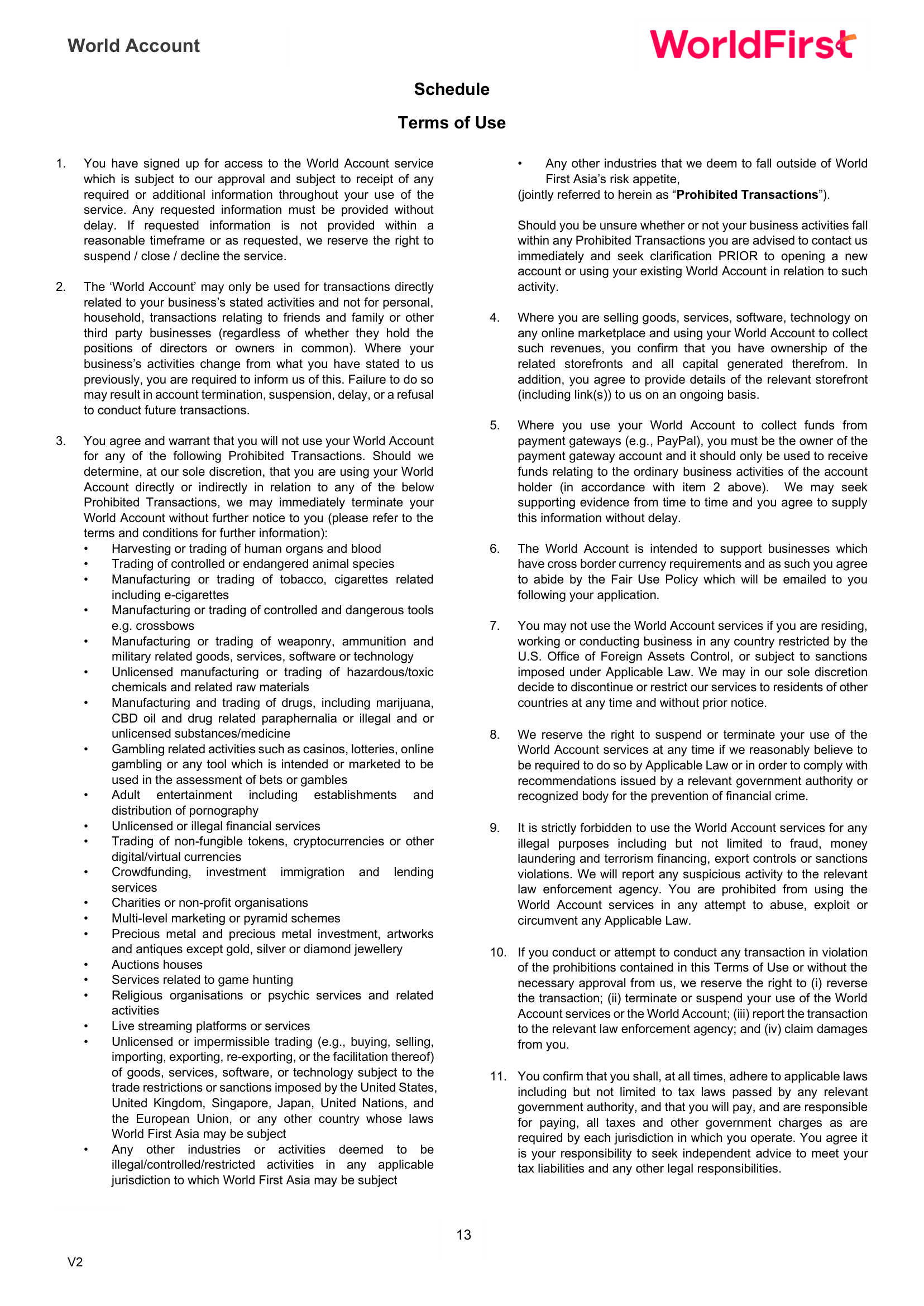 Terms and Conditions page 13