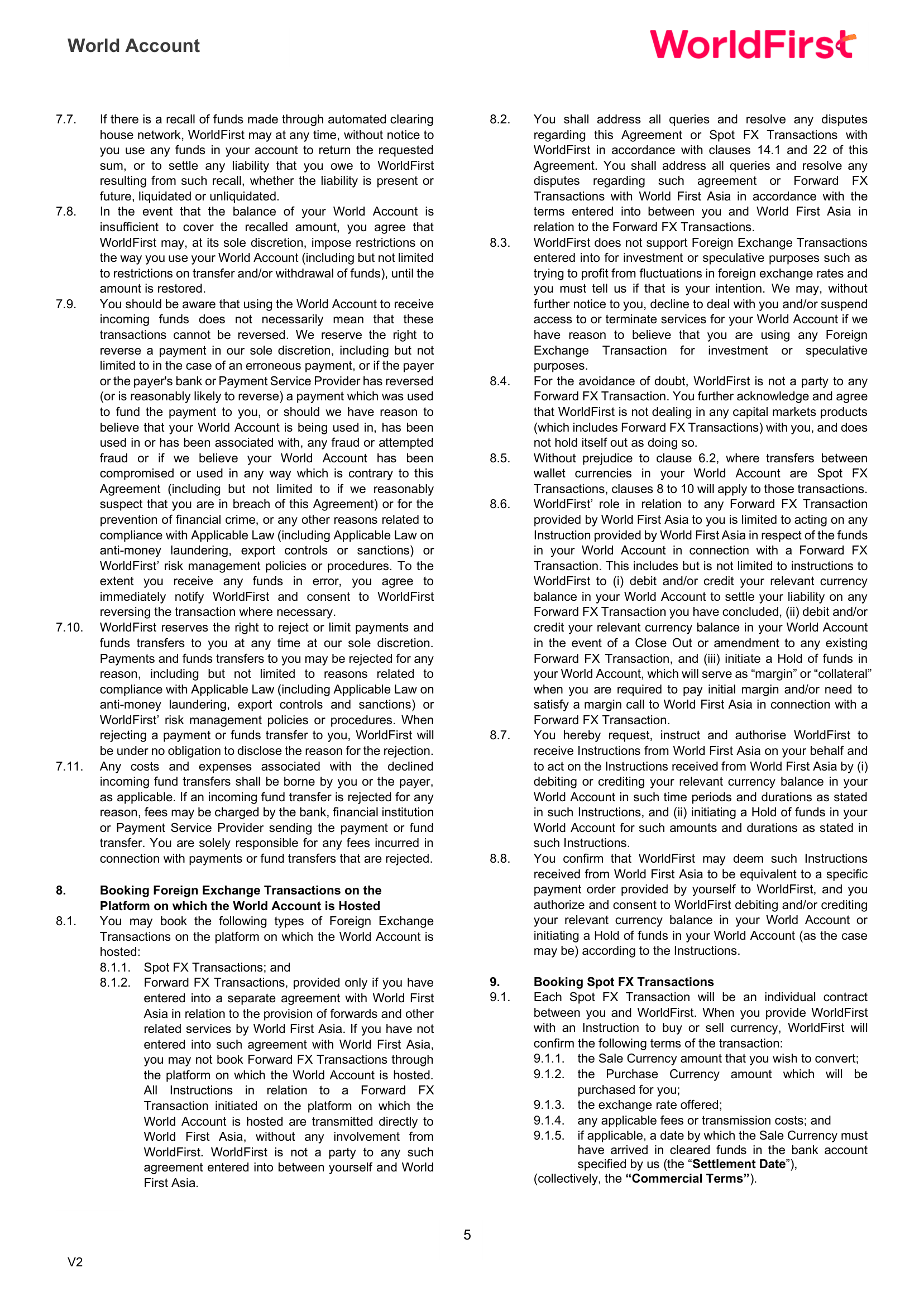 Terms and Conditions page 5