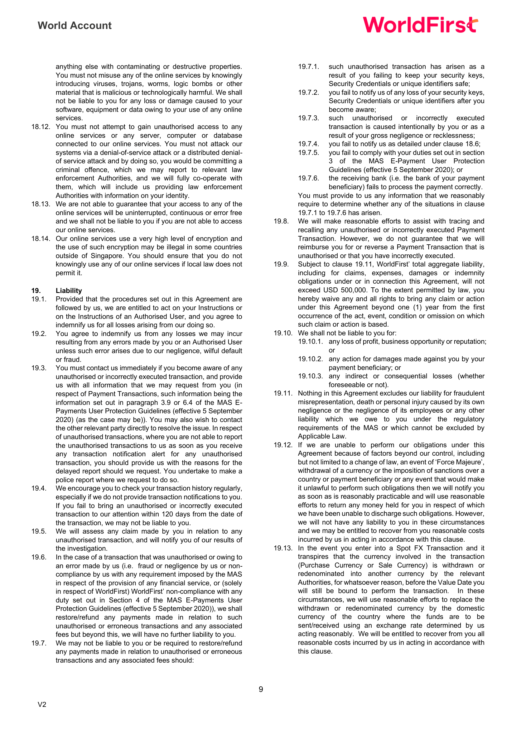 Terms and Conditions page 9